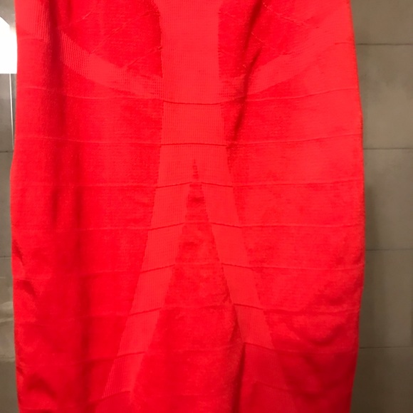 BEBE Red Shinny Seamless Mini Dress Ribbed & Bandage Detail Adj Spaghetti Strap - Picture 9 of 12